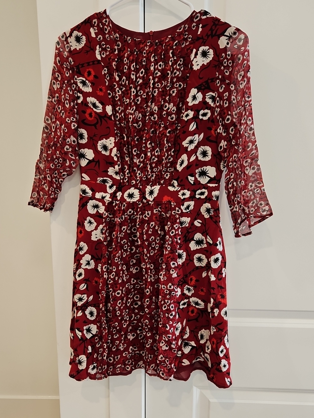 Red Floral Print Women's Midi Dress